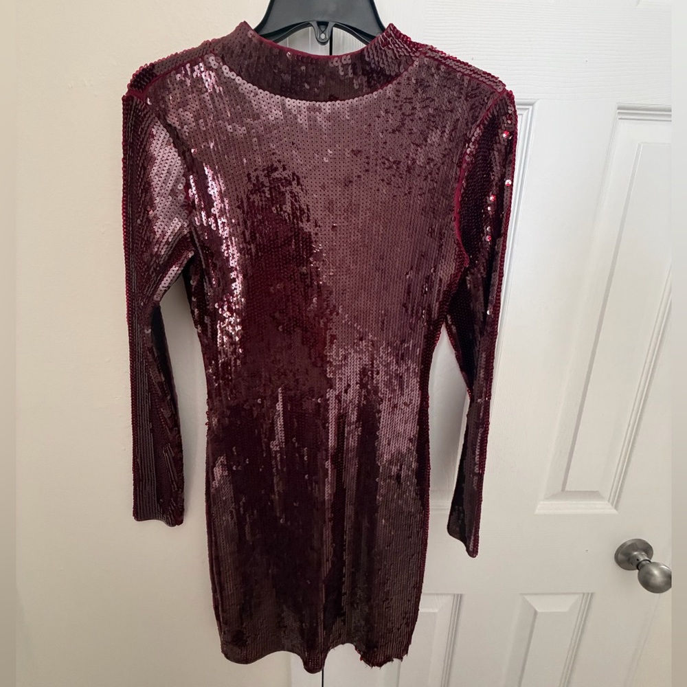 Express Deep Red Sequin Dress